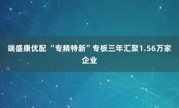 端盛康优配 “专精特新”专板三年汇聚1.56万家企业